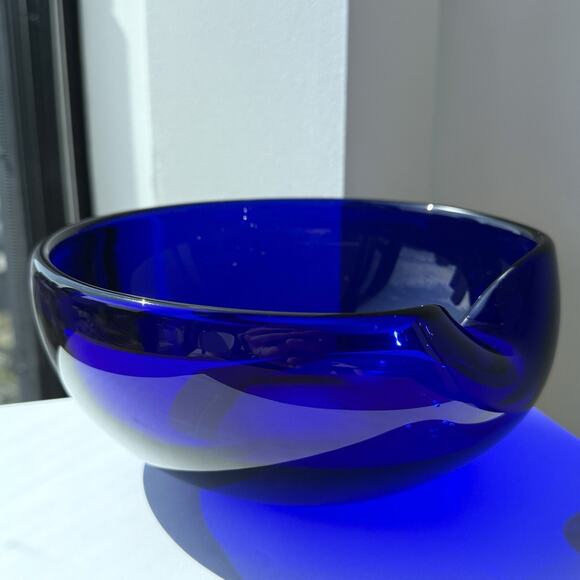 Elsa Peretti For Tiffany & Co. Cobalt Blue Murano Glass Thumbprint Bowl Italy - Picture 4 of 16